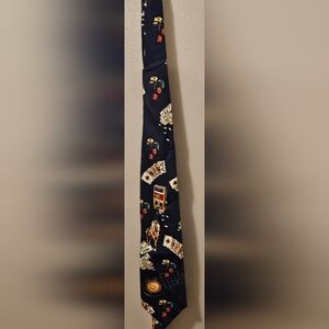 Men's Utopia Handmade Tie Playing Cards, Chips, Horse & Dice L57"x W4"